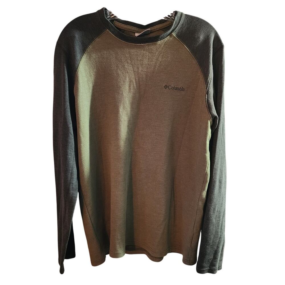 Columbia Men's Green and Gray Relaxed Thermal Long Sleeve Shirt Size Medium